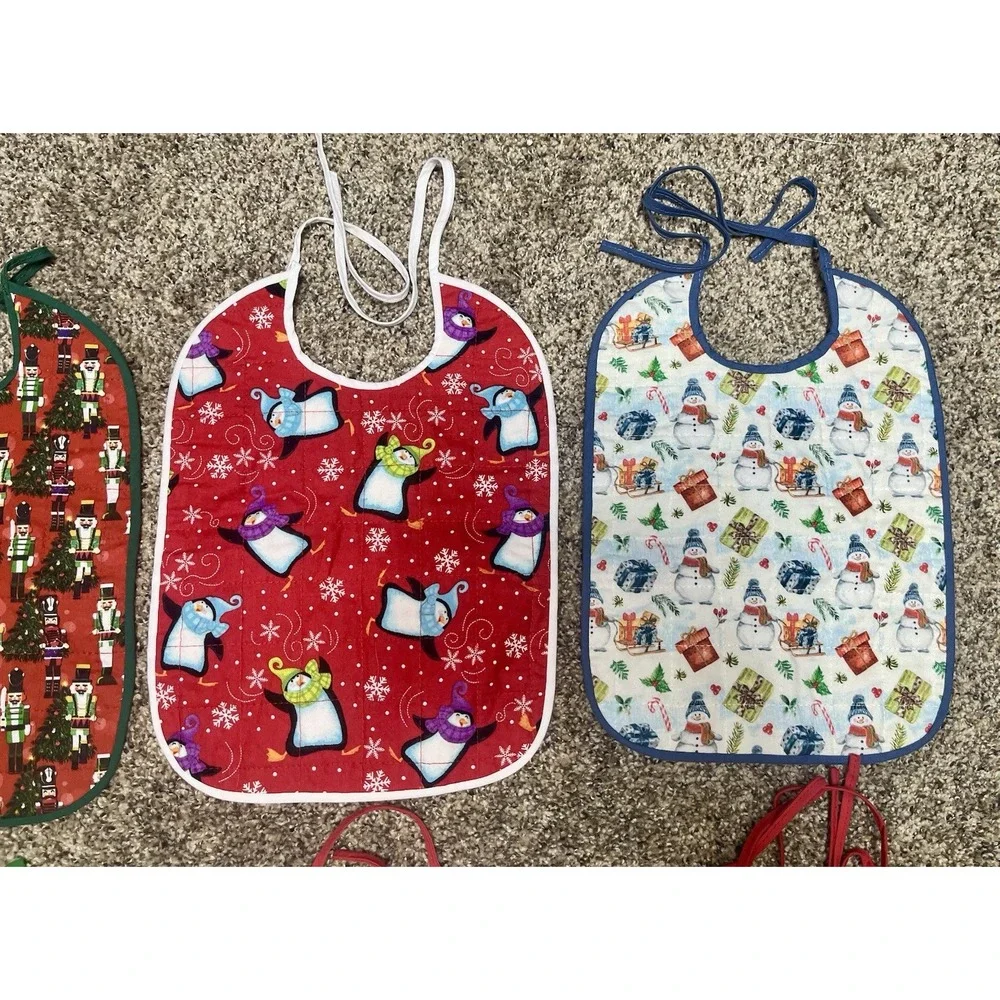 Lot Of 6 Quilted Handmade Christmas Baby Bib Large Size‎ 12
